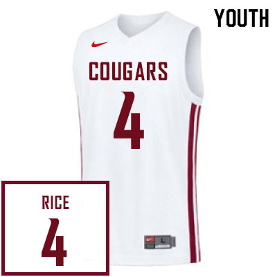 Youth #4 Myles Rice Washington State Cougars College Basketball Jerseys Sale-White